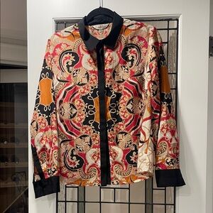 Colorful Patterned Long Sleeve Blouse